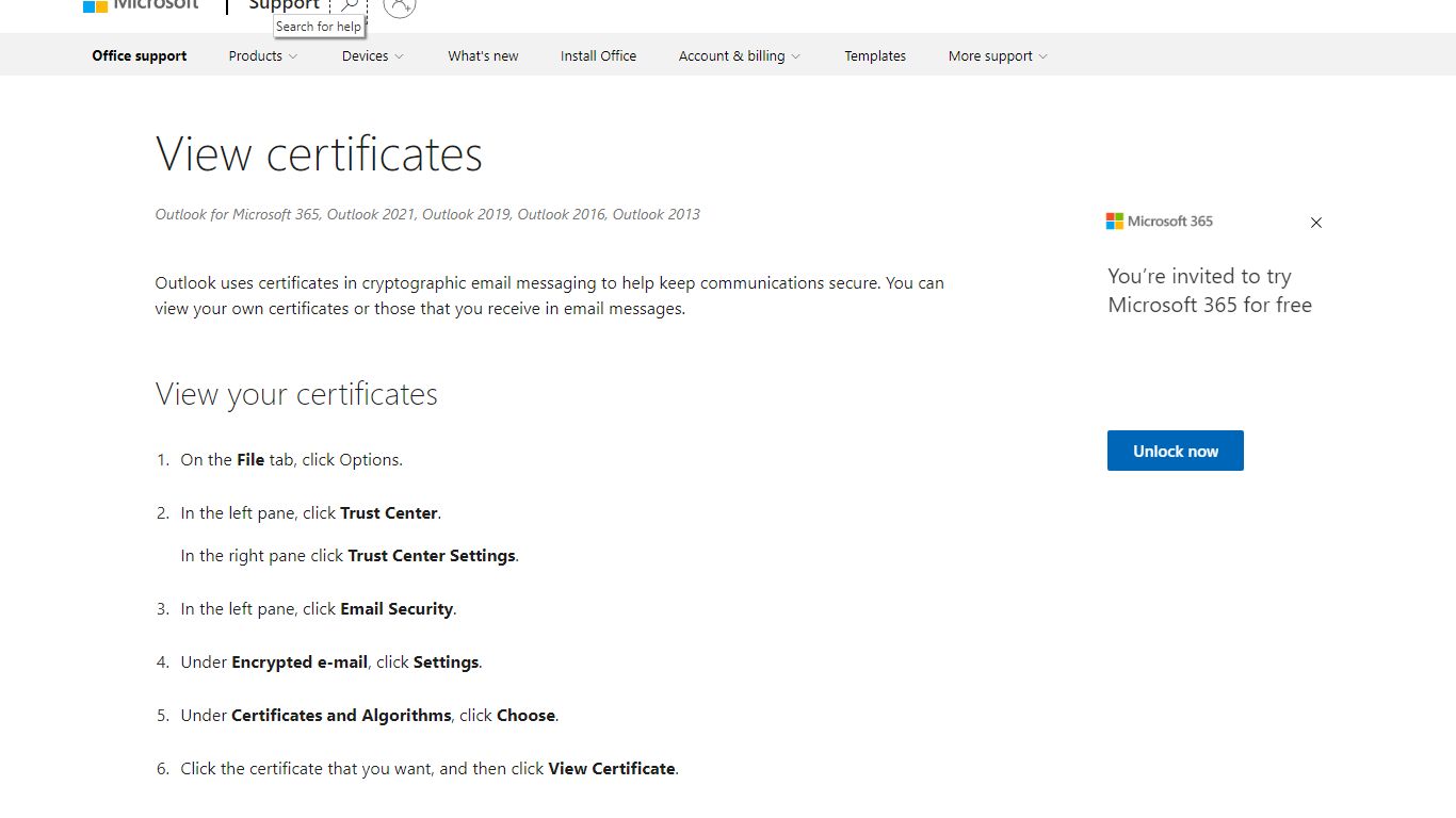 View certificates - support.microsoft.com