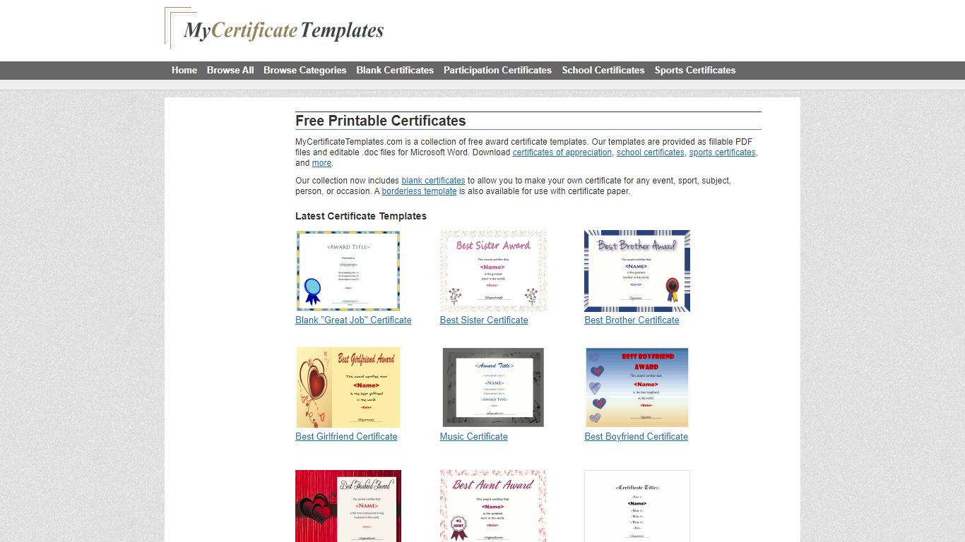 Free Certificate Templates